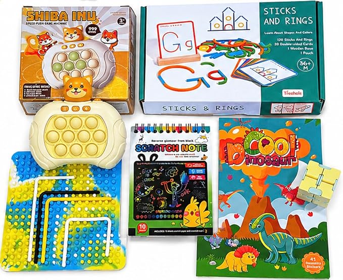 Calm Kids Sensory Kit - Screen-Free Activity Box Ages 3+ | 6-Piece Craft Set, BPA-Free Silicone, Travel-Friendly, Gift-Ready, Boy Girl Preschool Kindergarten
