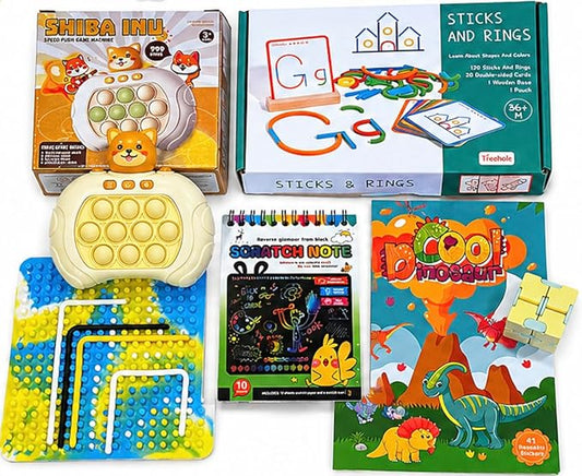 Calm Kids Sensory Kit - Screen-Free Activity Box Ages 3+ | 6-Piece Craft Set, BPA-Free Silicone, Travel-Friendly, Gift-Ready, Boy Girl Preschool Kindergarten