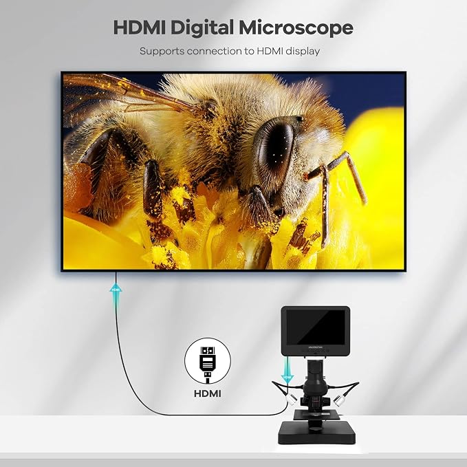 Andonstar AD246S-P HDMI Digital Microscope with 7'' Screen, 4000x 3 Lens | 2160P UHD Video Record, Coin Microscope for Error Coins, Biological Microscope Kit for Adults and Kids, Prepred Slides