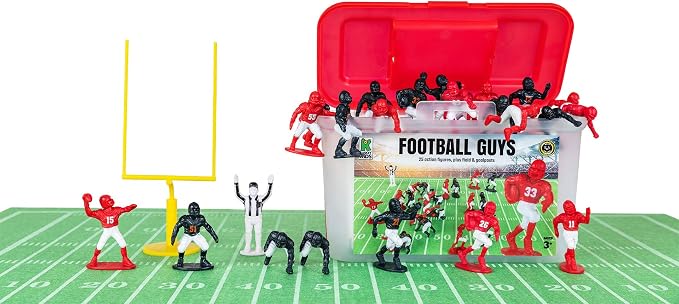 Kaskey Kids Football Guys, Red White vs. Navy White, 30 Pieces in Each Set, Includes 2 Teams, Accessories, and Travel Storage Case, Nostalgic Sports Action Figures for Imaginative Play, Ages 3 and Up