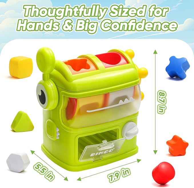 Shape Sorter Toys for Kids 1 2 3 Years Old, Sensory Learning Montessori Toy | Green, Interactive, Color Matching & Sorting, Learning STEM Toy for Boys Girls Birthday Gift