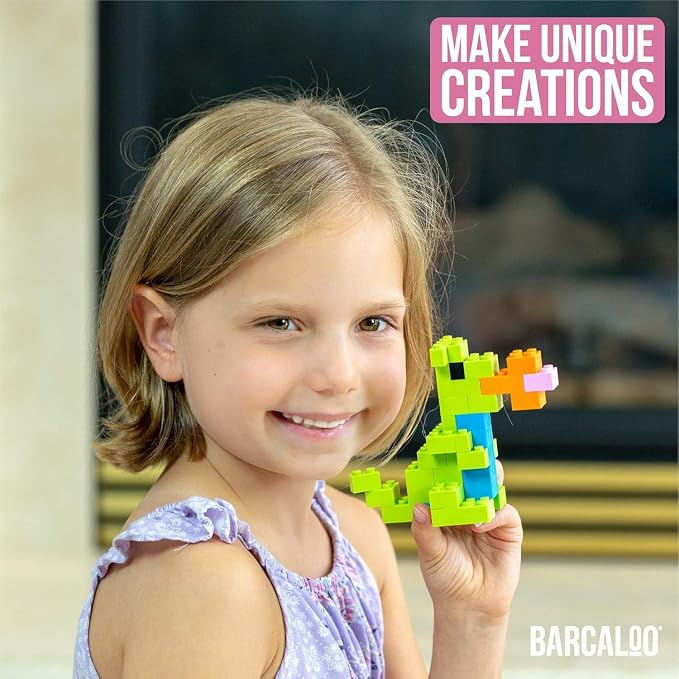 Barcaloo 1000 Piece Building Bricks Kit - Pastel Colors, Axles Included | Includes Wheels & Tires, Windows & Doors Pieces, Compatible with All Major Brands