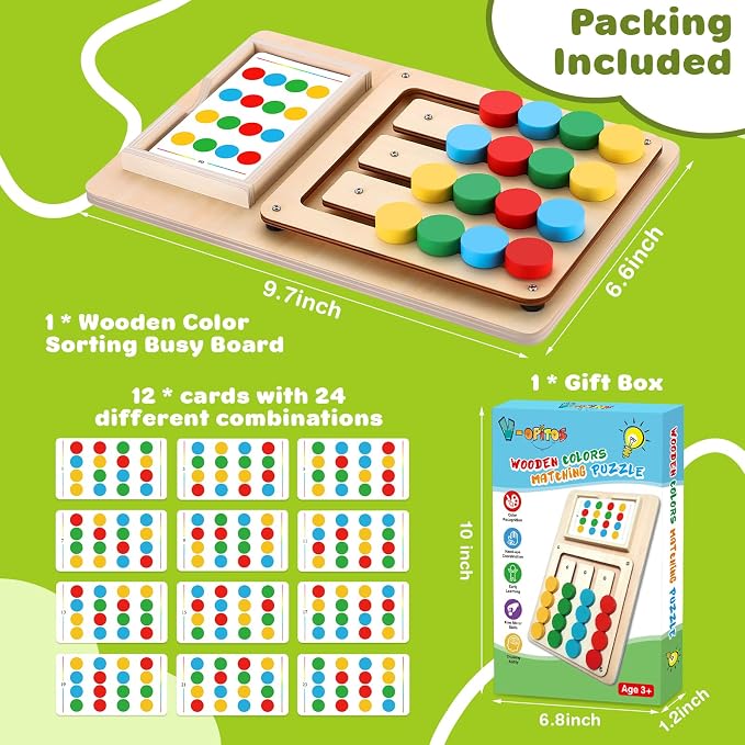 V-Opitos Color Matching Puzzle, Montessori Brain Teaser for Kids Ages 3-7 (Pack of 2)
