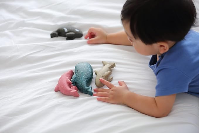 PlanToys® Wooden Whale Play Toy, Montessori Kids Ocean Animal Bath Play | wooden whale play toy, montessori ocean animal figure, imaginative creative play, bath water toy, pretend activity, kids todd
