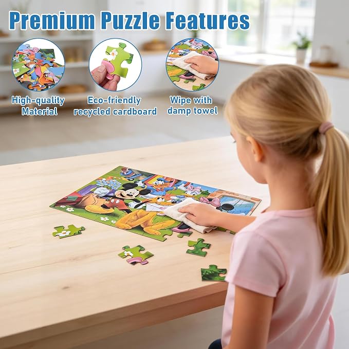 Kids Puzzles,2 Packs 60 Piece Puzzles for Kids Ages 4-8,Outdoor/Travel Puzzle with Small Box and Independent Storage Bag,L16.2 x W‌10.6 Inch