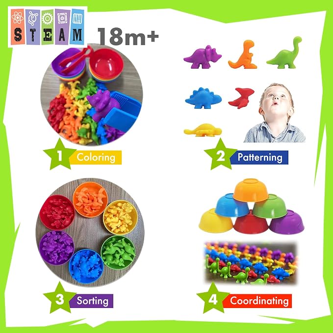 UNIQUE KIDS Counting Educational Learning Toy Set with Sorting Cups - Engaging Sensory Color Classification Training Game for Toddlers Preschoolers Ages 3 Years and Up