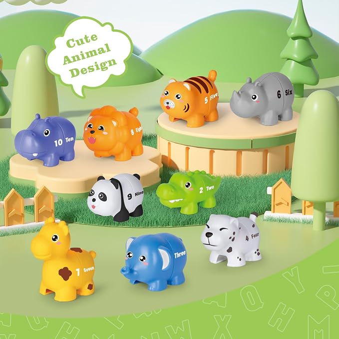 Animal Number Learning Toys for Toddlers Kids 3-5, 10 Unique Animals | 10 Colorful Number Animals | Child-Friendly Design | Learning Feels Like Play | Fine Motor Toys | Perfect Toddler Gift