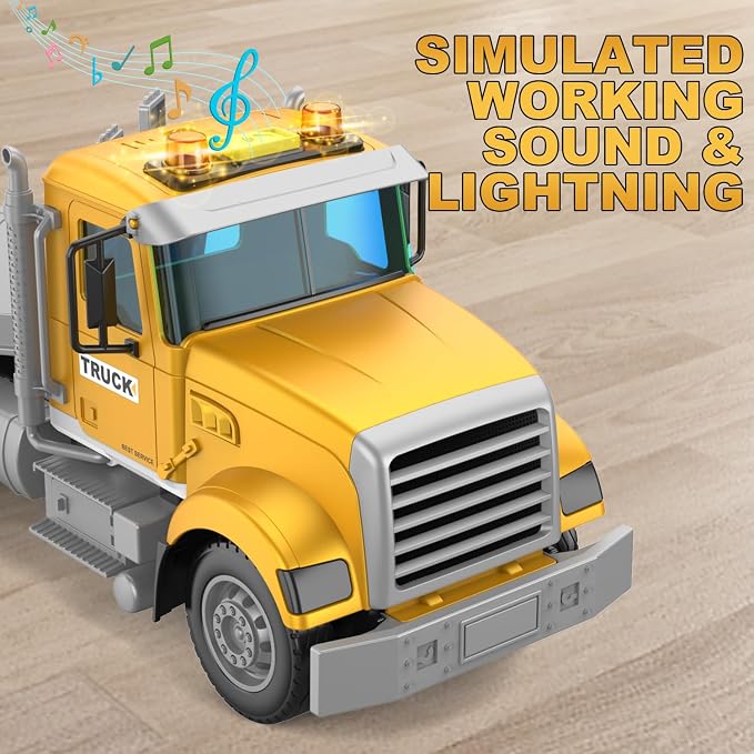 DOWELLIN Large 22" Semi Police Truck Toy with Propeller Aircraft Car Toys for Kids Toddlers, Christmas Birthday Gift for Boy Girl Child 3 4 5 6 7 Years Old