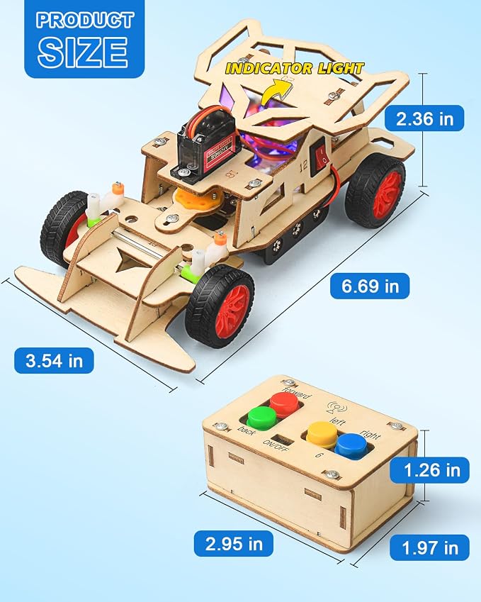 STEM Kits for Kids 8-10, STEM Toys for Boys Ages 8-13, Remote Control Car, Wooden 3D Puzzles Science Kits 8-12 Projects Building Model, Birthday Gifts for 9 11 14 Year Old Teen Boys Girls
