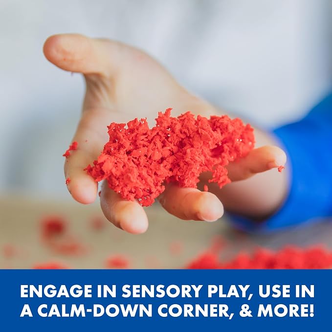 Educational Insights Pluffle 2-pack (Red & Blue) - Preschool Sensory Bin Filler, Tactile Sensory Toys for Toddlers 3-4, Mess Free Slime Alternative, Satisfying Foam Sand Bin Filler