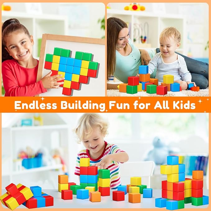 KAEILORU Magnetic Blocks 32PCS Magnetic Building Block for Toddler Age 3-5 | Magnet Cubes STEM Educational Sensory Montessori Toys 1-3 Christmas Birthday Gifts for Kids Ages 3 4 5 6 Year Old Boys Girls