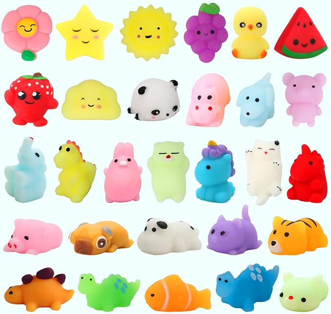 60 Pack Mochi Squishy Toys, Kawaii Mini Squishies Party Favors for Kids | Stress Relief Fidget Sensory Toys, Treasure Box Toy Classroom Prizes, Birthday Xmas Gift Easter Pinata Goodie Bag Stuffers