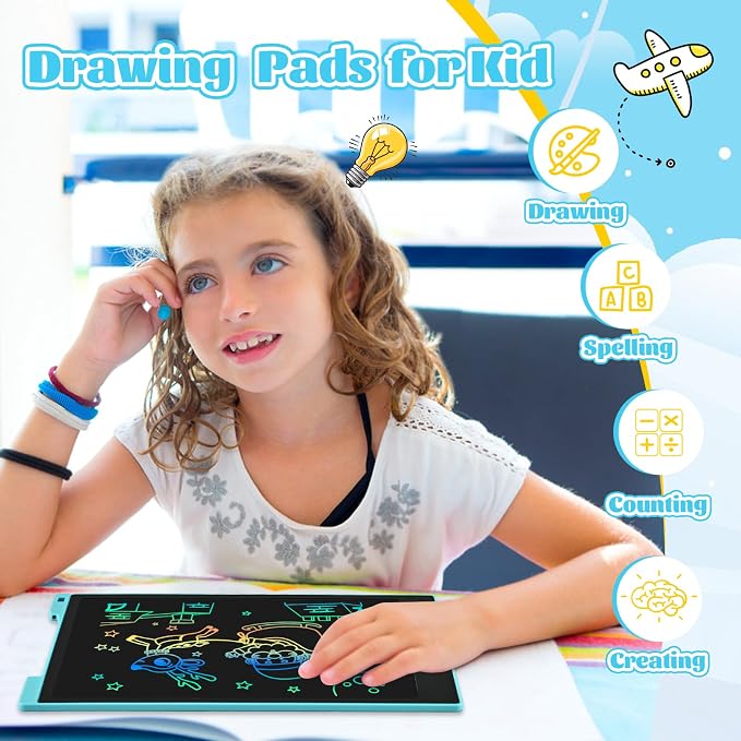 Kids Travel Essential 12 Inch LCD Writing Tablet for Kids, 2 Pack | Toys for Ages 3-8, Preschool Classroom Must Haves, Electronic Drawing Board, Birthday Gifts for Boys & Girls