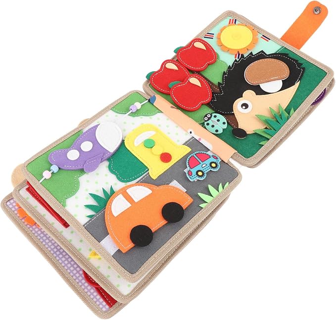 Felt Activity Book for Toddlers Educational Sensory Quiet Travel Toy Soft Fabric Interactive Pages Fine Motor Skills Learning 2 3 Year Olds