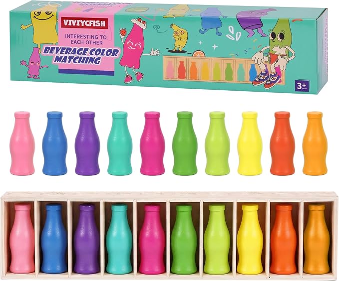 Wooden Bottle Color Matching Games,Family Games for Kids and Adults,2-4 Player,Great Parent-Child Activity
