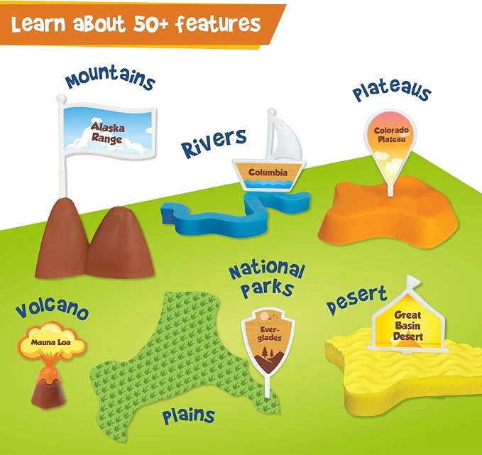 Imagimake Mapology Physical Features of USA, Geography Game for Kid Age 8+ | Educational 3D Jigsaw Puzzle, Learn Mountains, Rivers & Volcanoes, Back to School Gift for Boys & Girls Ages 8-12 Years Old
