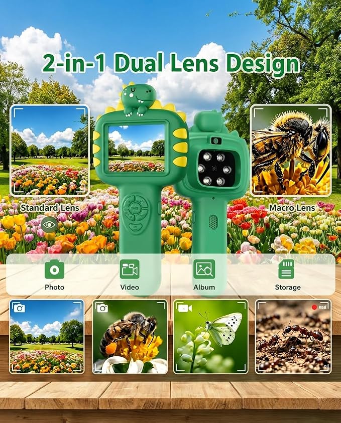 Outdoor Portable Kids Microscope: Handheld Microscope Auto Focus | Pocket 1000x Hand Held Microscope, Magnifying Camera for Travel, 3.5H Rechargeable Battery 6 LEDs, Anytime Exploration