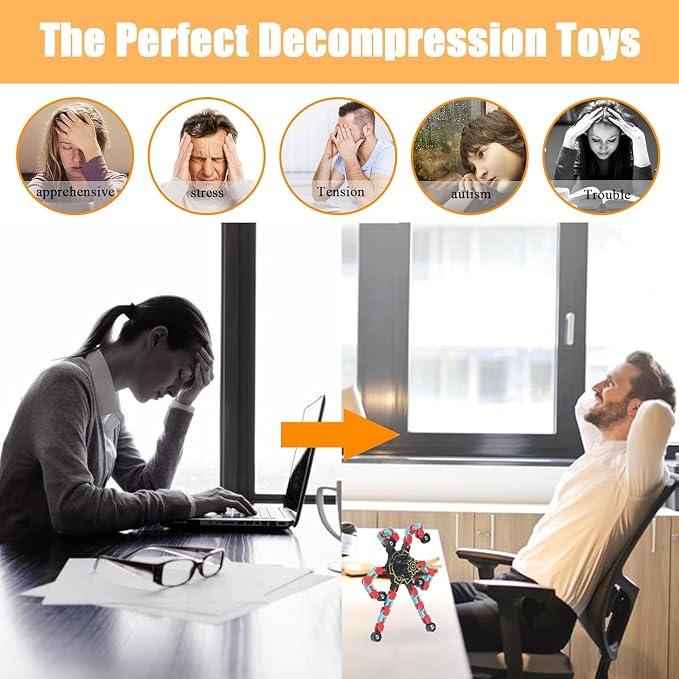 24Pcs Fingertip Gyro Toy Fidget Mechanical DIY Transformable Fidget Spinners Fidget Toys Robot Creative Chain Gyro Toy for Goodie Bag Stuffers Party Favors Gift Prizes Novely Anxiety Toys