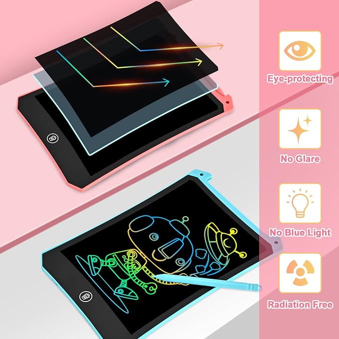 cimetech Toddler Girl Gifts, LCD Writing Tablet, Travel Essentials Toys | Toddler Gifts for Girls 3-5, Coloring Books Ages 4-8, Screen Free Travel Toy, 36-Mo Battery, Mess Free Road Trip Essential
