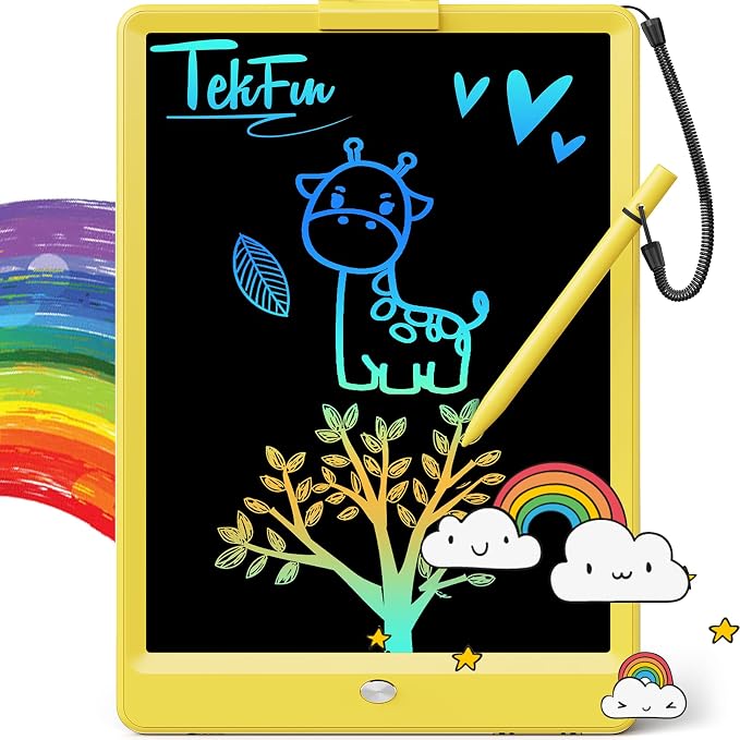 LCD Writing Tablet for Kids, 10-inch Coloring Drawing Pad, Mess Free Doodle Board, Airplane Travel Toys for Boys and Toddlers, Road Trip Essentials, Gifts for 3 4 5 6 7 8 Year Old Girls(Yellow)