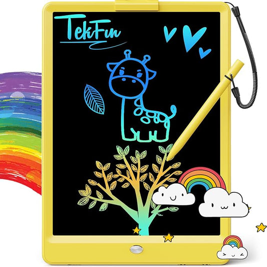 LCD Writing Tablet for Kids, 10-inch Coloring Drawing Pad, Mess Free Doodle Board, Airplane Travel Toys for Boys and Toddlers, Road Trip Essentials, Gifts for 3 4 5 6 7 8 Year Old Girls(Yellow)