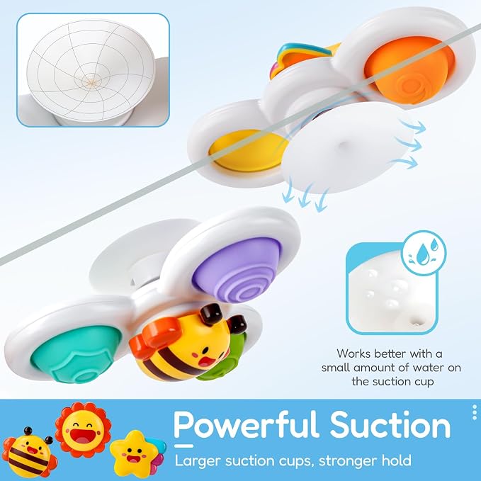 Pop Suction Cup Spinner Airplane Travel Toys for 1 Year Old Boy Girl | Novelty Spinning Tops Infant 12 18 Months,1 2 Year Old Boy Birthday Gift for Toddlers ,Sensory Baby Bath Toy Kids Ages 1-3