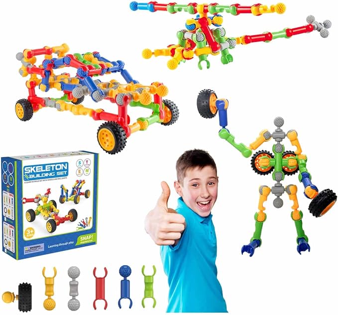 SHUNLAM Building Toys for Kids, 110 Pcs STEM Toys for Boys and Girls, Interlocking Playset for Age 3+, Kids Creative Kit (110 PCS)