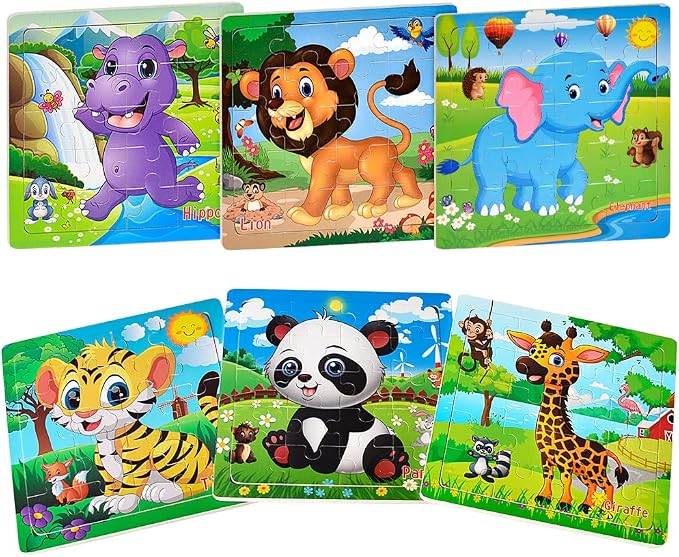 Puzzles for Kids Ages 3-5 Toddler Wooden Toys Montessori Learning Education Preschool Sets Games for Boy Girl 3 4 5+ Years Old, Pack of 6 (20 Pieces)