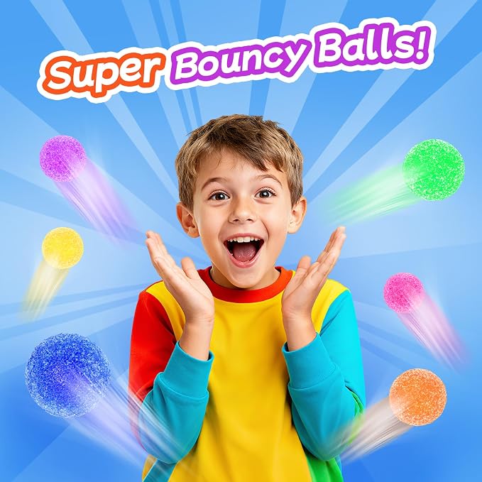 24 Packs Gift Bouncy Ball Kit with Cards for Kids Magic Bouncing Ball STEM Science Experiment Craft Party Favors School Classroom Gifts Exchange for Boys and Girls