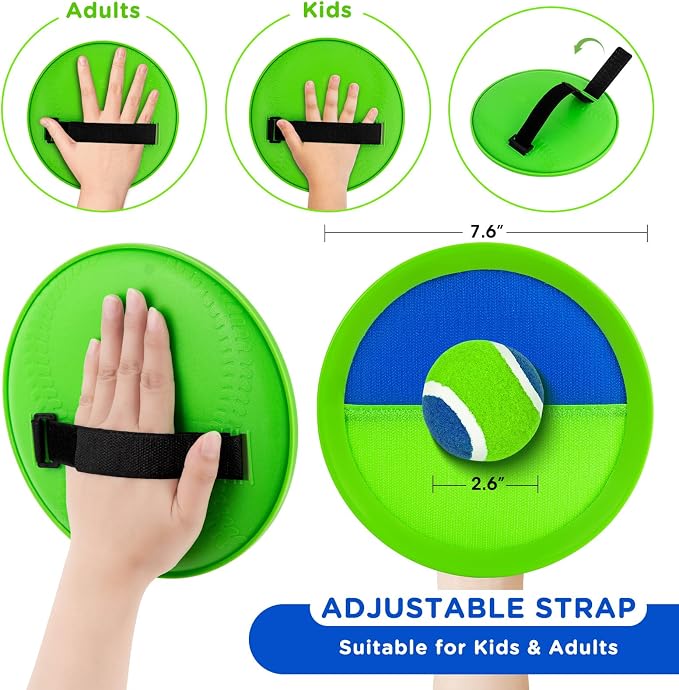 Upgraded Toss and Catch Ball Game Set for Kids, 6 Paddle 3 Balls | Water Resistant, Outdoor, Beach, Pool, Yard, Lawn Games for Kids Toys Birthday Gifts for 3-8 Year Old Toddler Boys & Girls
