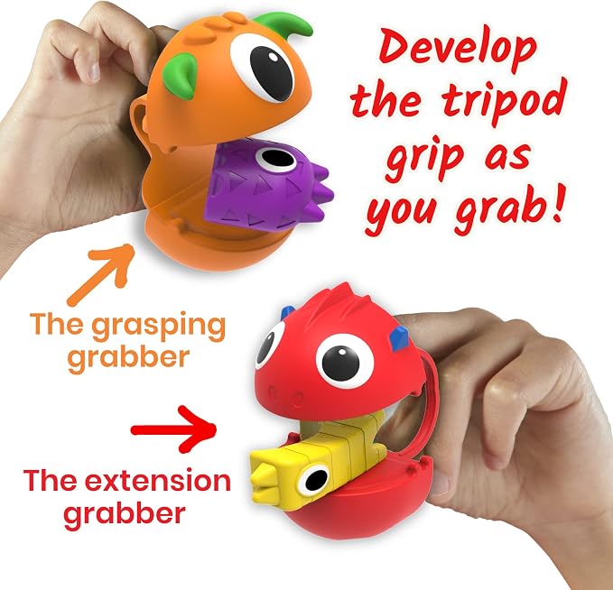 hand2mind Grab that Monster Fine Motor Activity Set, Ages 3+ | Occupational Therapy Toys, Fine Motor Skills Toys for Toddlers, play Therapy Games for Kids, Preschool Learning Activities