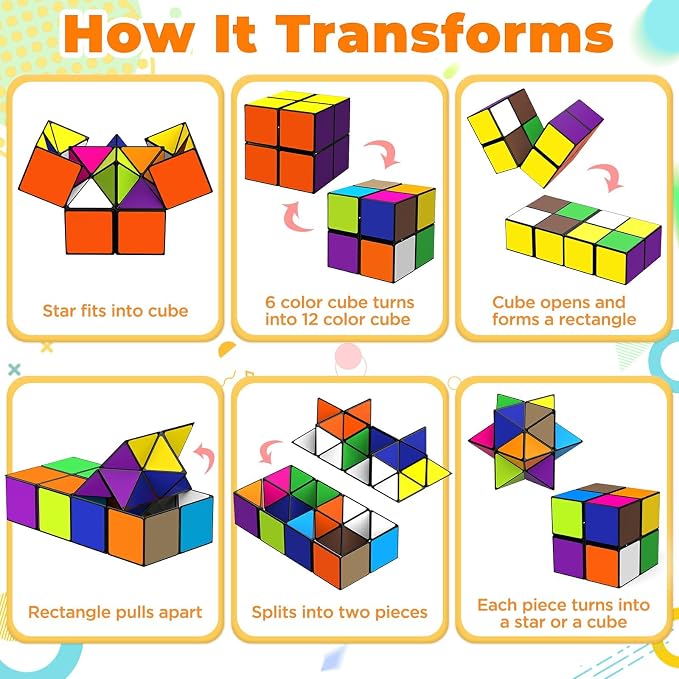Euclidean Cube Fidget Toys for Kids 2 in 1 Star Cube Magic Cube Puzzle Toys | Fidget Cube for Kids and Adults, Yoshimoto Cube Travel Toy Stress Relief for All Age, Birthday Gifts for Boys Girls Ages 8-12