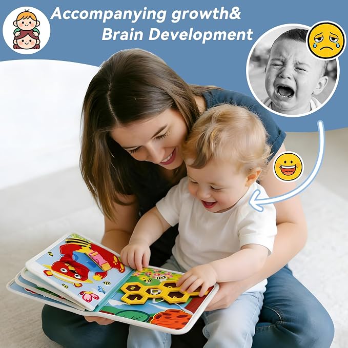 Montessori Busy Book for Toddlers 1-3 – Soft Felt Quiet Book for Sensory & Fine Motor Skills