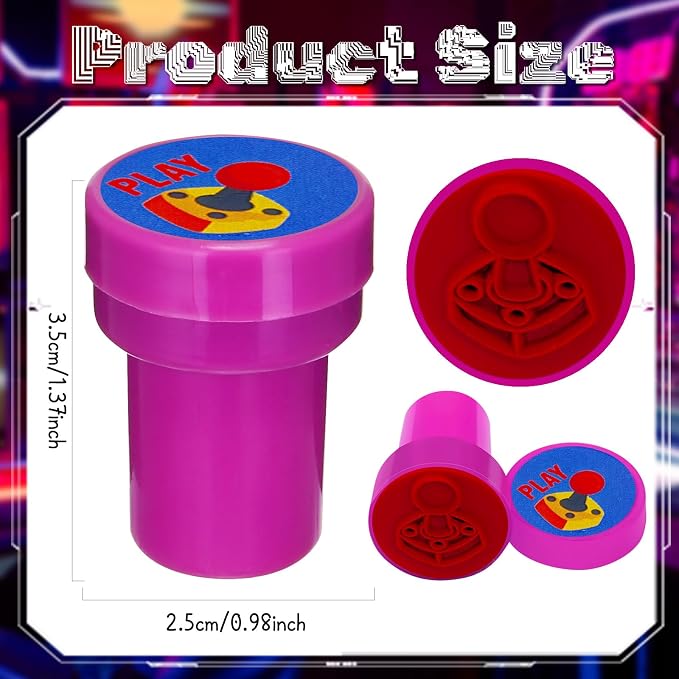 Cinrobiye 24 Pcs Video Game Stampers Party Favor Set, Cute Gaming Stamps for Kids Birthday Party, Classroom Rewards, Arcade Game Prizes, Goody Bag Fillers, Gamer Themed Party Supplies