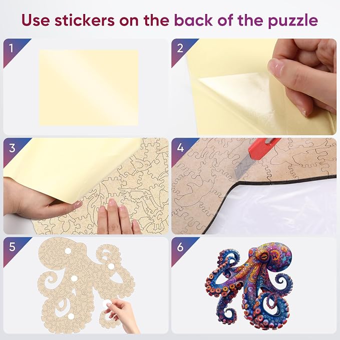 Mys Aurora Octopus Puzzles for Adults 1000 Pieces Wooden Jigsaw Puzzles | 5MM Thick Unique Shape Puzzle Ocean Wood Puzzles for Adults and Kids Birthday Gifts Family Game 23.5 * 23.4inch