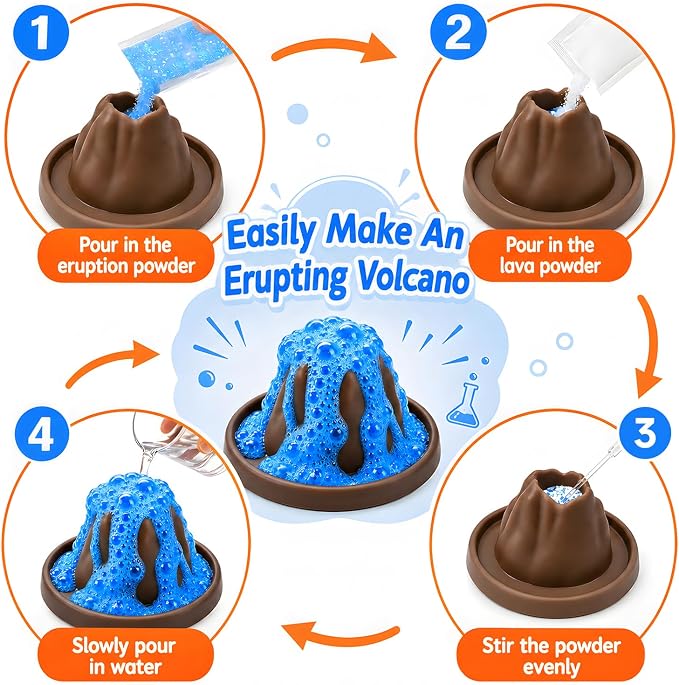 24Pcs Volcano Eruption Science Kit STEM Science Experiments Party Favors Classroom Prizes Goodie Bag Stuffers Gifts Exchange for Boys and Girl