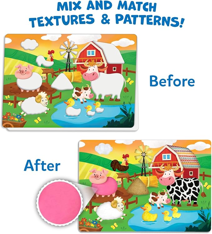 Skillmatics Fab Tabs – Animals, Sensory Fabric Art, Sewing Craft Kit | Peel & Stick Sticker Activity, Mess-Free Play, Travel Toy, Gifts for Boys & Girls Ages 4, 5, 6, 7, 8, 9