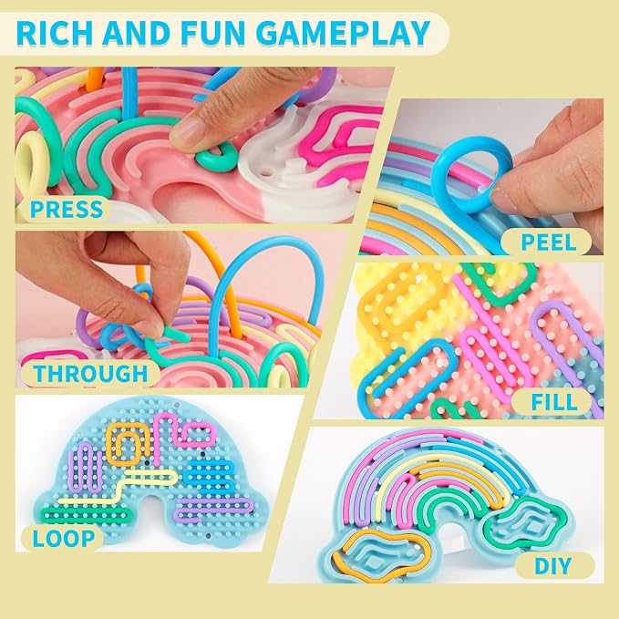 3Pack Sensory Activity Board for Kids & Adults，Double-Sided Stress Relif Sensory Board Toys with Individually Wrapped Quiet Fidget Board Stocking Stuffers for ADHD & Autism Boys Girls