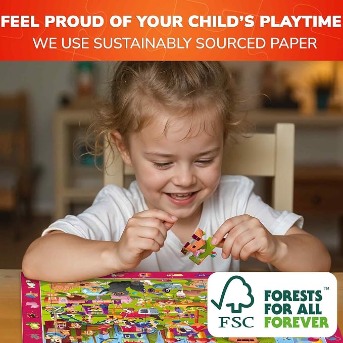 60 Piece Puzzles for Kids Ages 4-6 - 4-Pack Toddler Jigsaw Puzzles Ages 3-5 | Search and Find Animals Jigsaw Puzzle Ages 6-8 - Learning Toys - Educational Games Gift for Boys and Girls