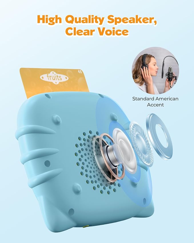 Airbition Talking Flash Cards for Toddlers Ages 1‑4,224 Words English Blue | Montessori Language Learning Toys with 224 Words, Pocket Speech Therapy Toys, Sensory Learning Kit, Educational Toys for Kids