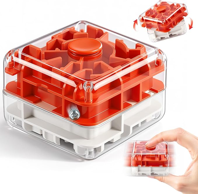 Infowush 2-in-1 Fidget Spinners Maze Cube - Fidget Toys for Kids & Adults | 3x2 Cube, Stress Relief Sensory 3D Brain Teaser Puzzle Cube, Board Game, Travel Toy, Birthday Gift for Boys Girls Ages 3 & Up