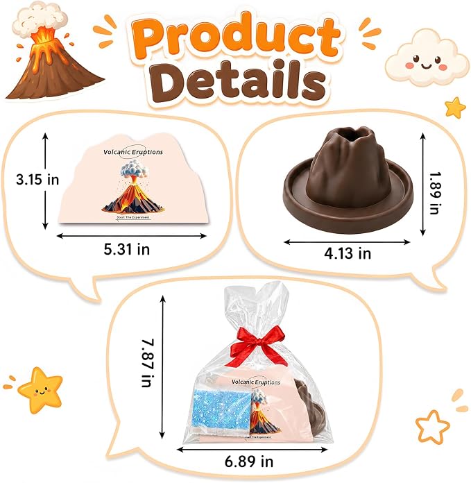 24Pcs Volcano Eruption Science Kit STEM Science Experiments Party Favors Classroom Prizes Goodie Bag Stuffers Gifts Exchange for Boys and Girl