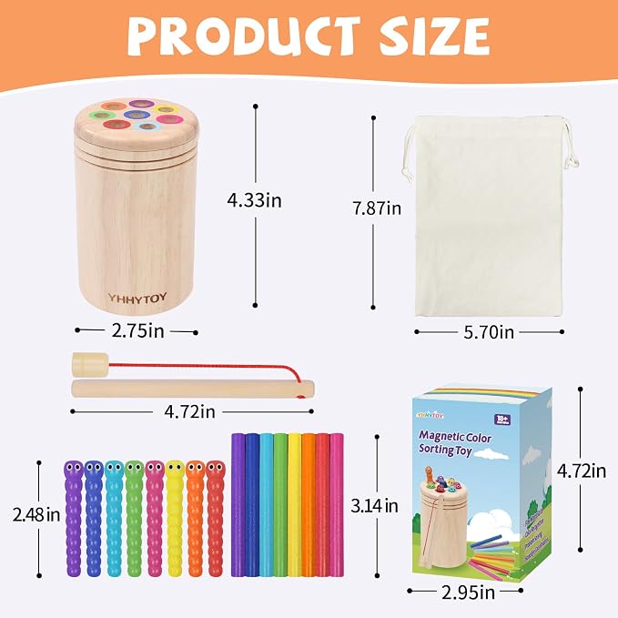 Montessori Toys for 2+ Year Old, Magnetic Fishing Game Color Sorting Toys | Dual Gameplay Preschool Learning Toys for Ages 2-4, Fine Motor Skills Development Sensory Toys, 2 3 Year Old Girls Boys Gift