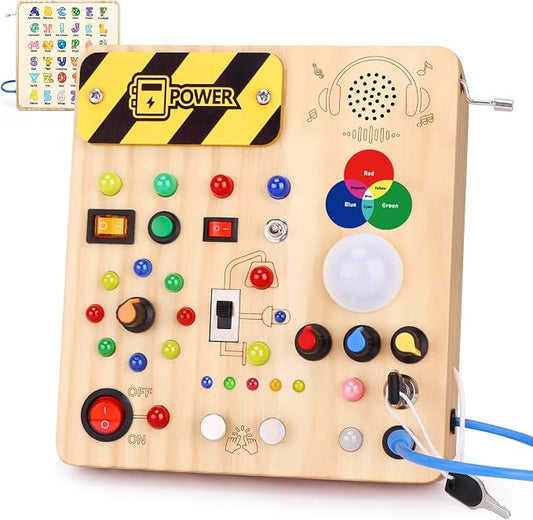 Grarain Busy Board for Toddlers - Montessori Educational Toy for 1-3 Year Old Boys & Girls | Travel-Friendly Sensory Learning Activity | Ideal for Kids with Autism(Busy Board v4)