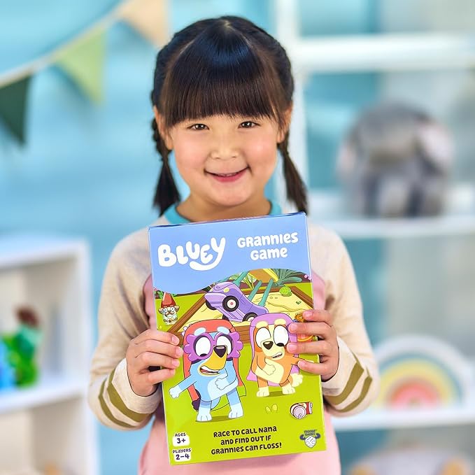 Bluey Grannies Game, A Granny Game Where You Collect Grannies' Items Like Glasses and Walking Sticks, Race to Be The First to Call Nana and Start A Flossing Party, for Ages 3+ for 2-4 Players