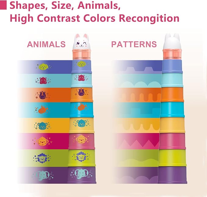 LTKFFFdp Baby Stacking Toys for Toddlers 1-3, Nesting Cups Shape Sorter for Infant 6 to 12-18 Month, Stackable Learning Toy with Blocks, Rattle & Frog Bath Toy, for Girl Boy Birthday | with Rattle & Frog, Outside/Bath/Beach/Playpen Toys for 1 Year Old ...