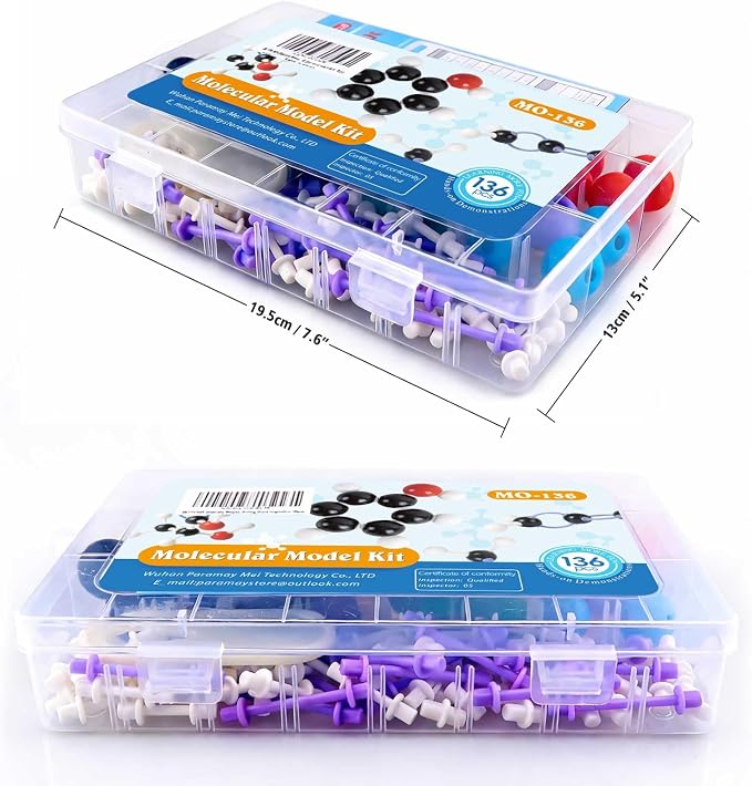 Chemistry Molecular Model Kit (136 Pcs) for Student and Teacher,Organic and Inorganic Chemistry Learning Set,Motivate Enthusiasm for Learning Chemistry and Raising Space Imagination