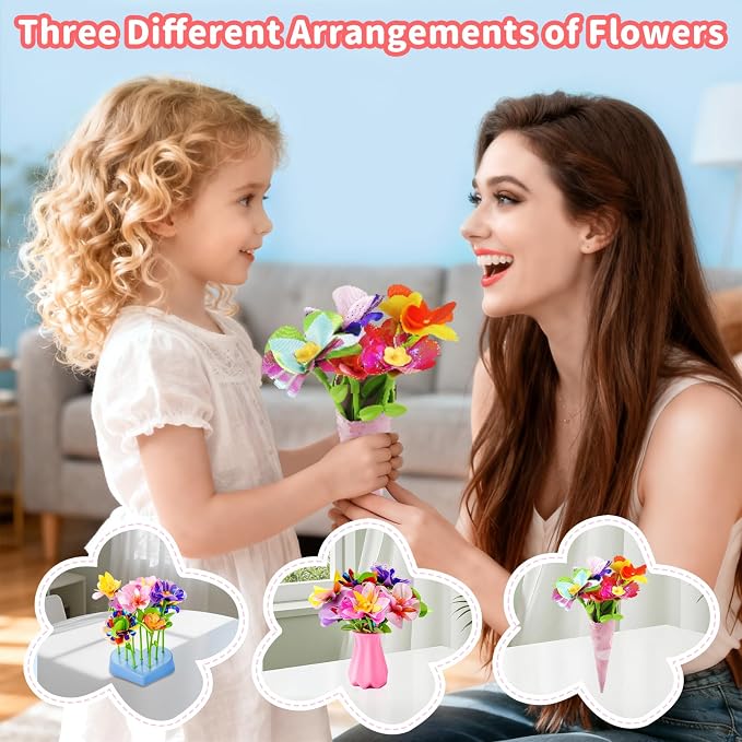 Fabric Flower Bouquets Toys for 3+, Flower Making Kit, DIY Arts and Crafts | DIY arts & crafts activity for preschool toddlers, Screen-free craft gifts for craft-loving girls 3-6+, Home classroom toys
