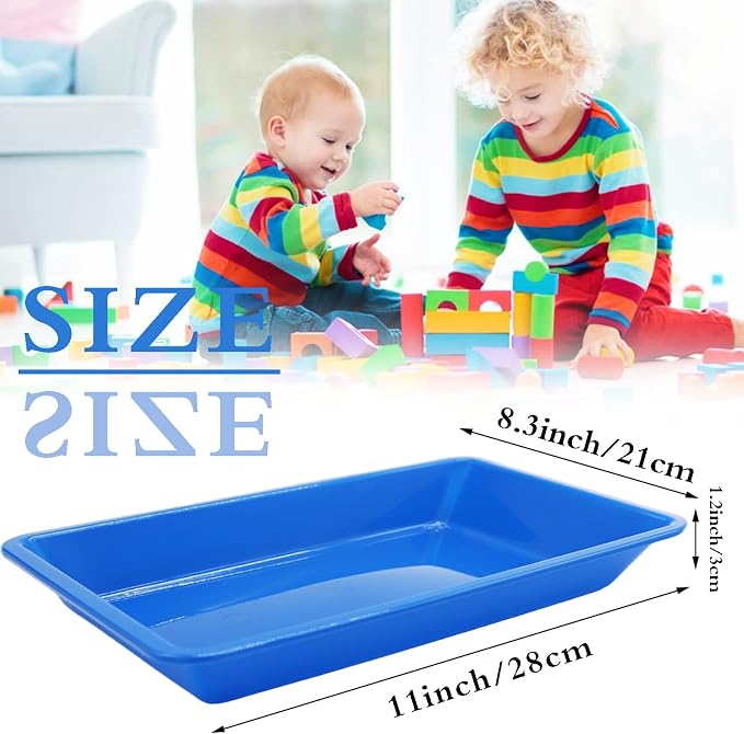 10 Pack Plastic Art Trays: 8 Color Sensory Trays for Kids Crafts & DIY Projects