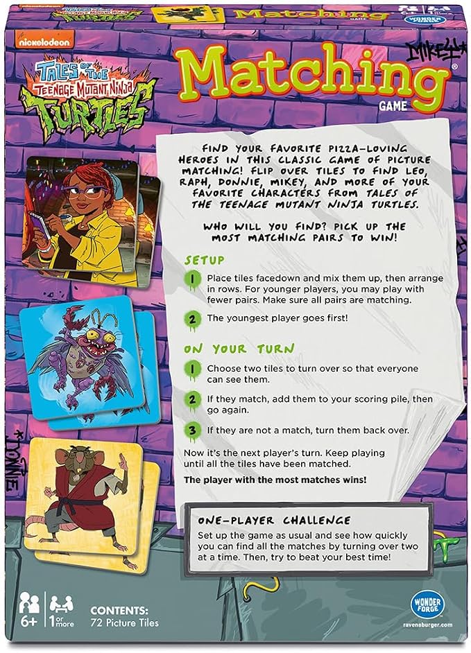 Wonder Forge Teenage Mutant Ninja Turtles Matching Game-Fun & Quick Memory Game for Kids | Engaging Toy for Ages 3-5 Years | Ideal for Solo or Family Play